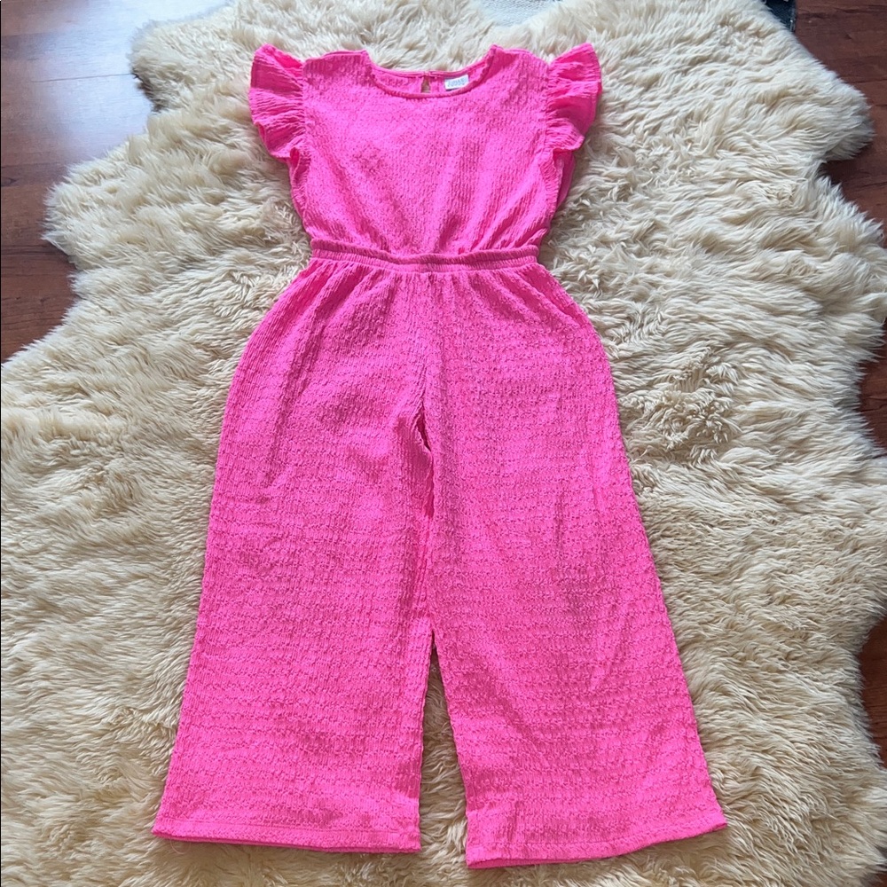 Falls Creek Pink Kids Seersucker Jumpsuit